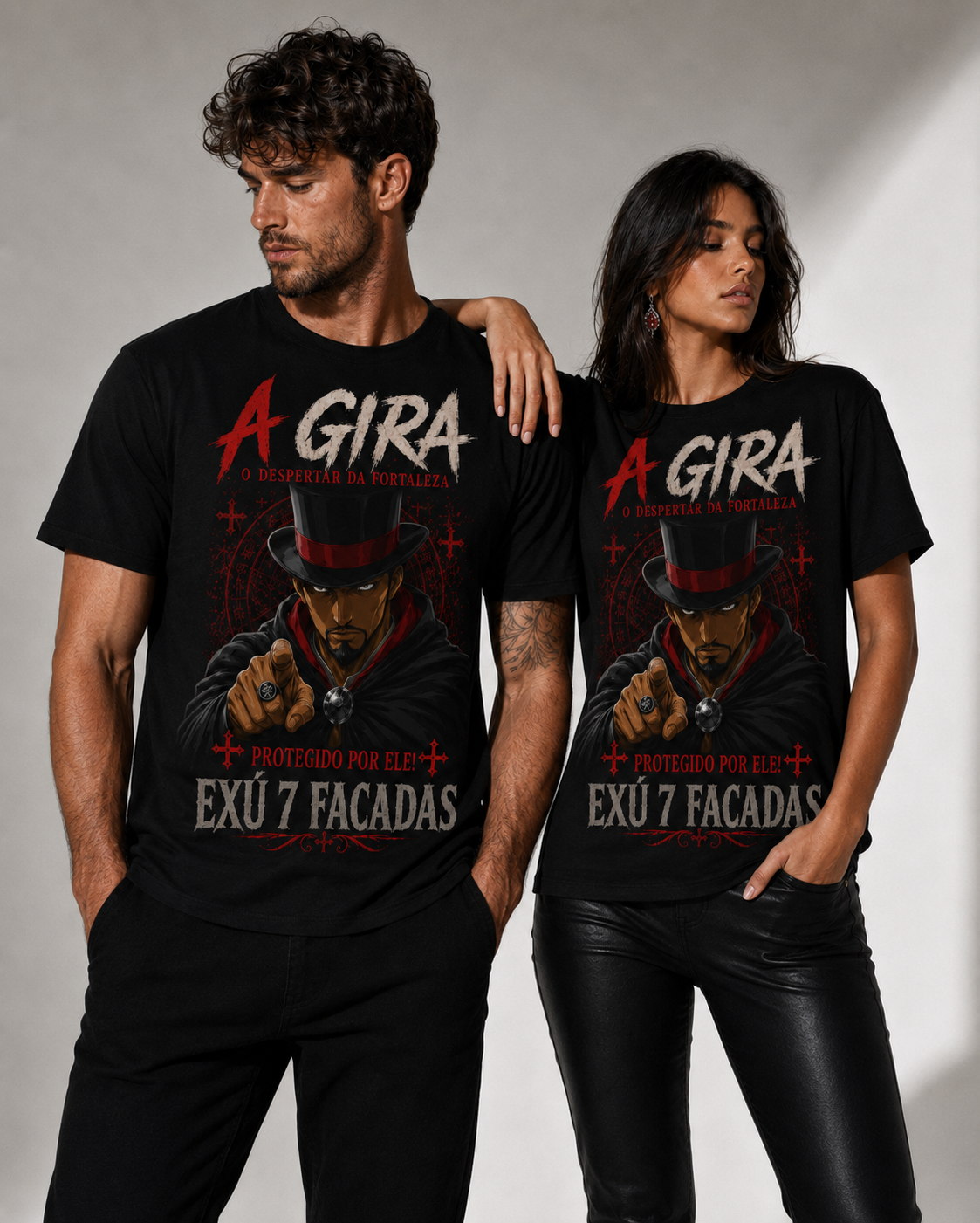 Camiseta Exu Sete Facadas — Protegido por Ele