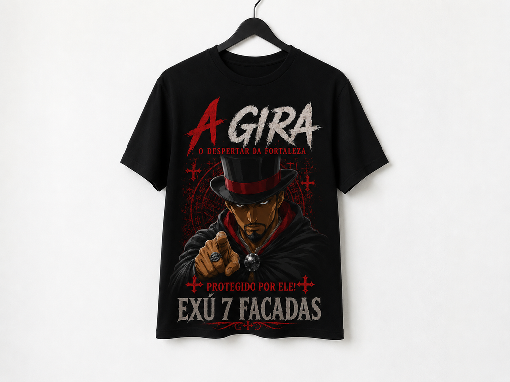 Camiseta Exu Sete Facadas — Protegido por Ele