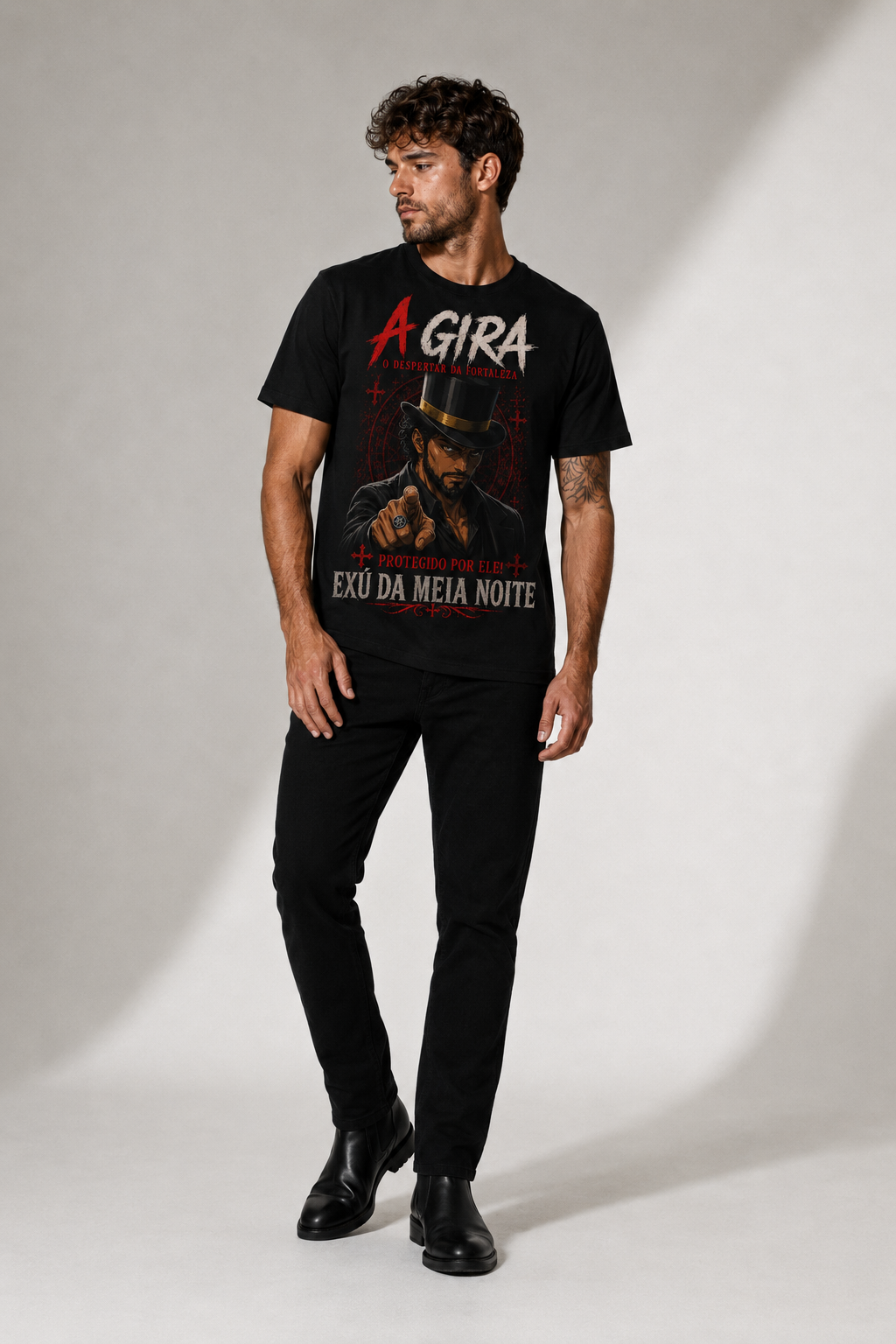 Camiseta Exu da Meia-Noite — Protegido por Ele