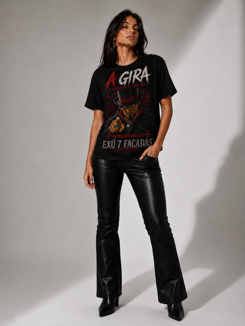 Camiseta Exu Sete Facadas — Protegido por Ele